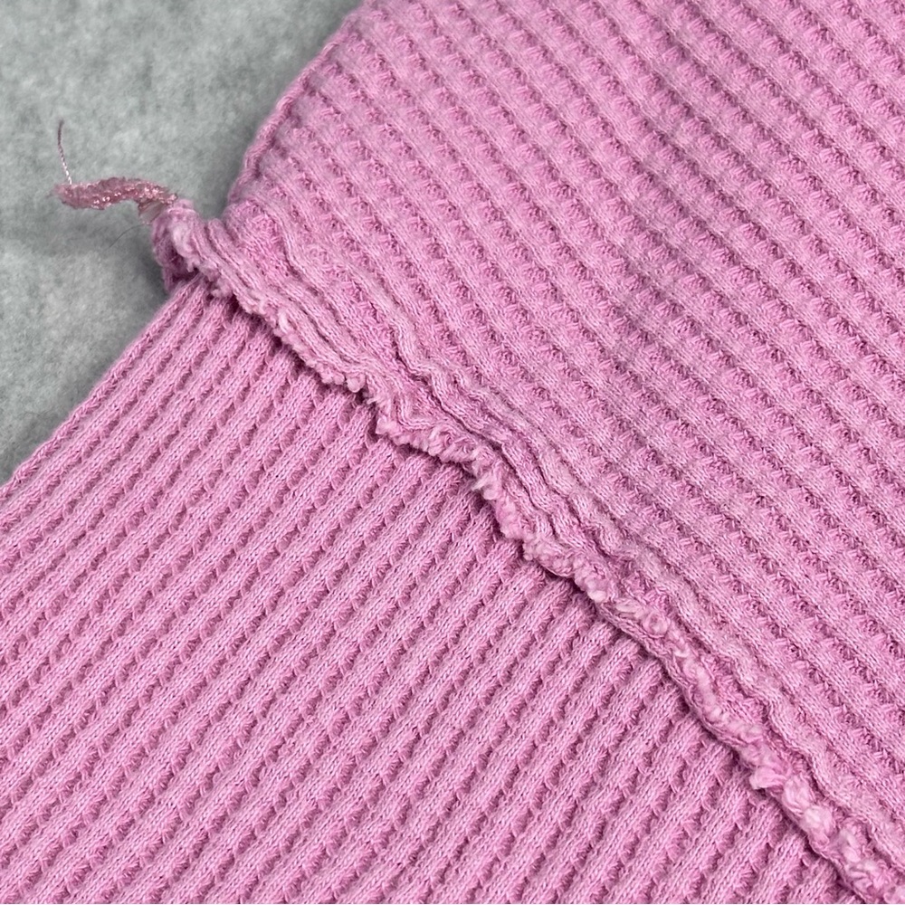 Carly Jean Los Angeles Pink Long Sleeve Waffle Knit Top - Picture 3 of 7